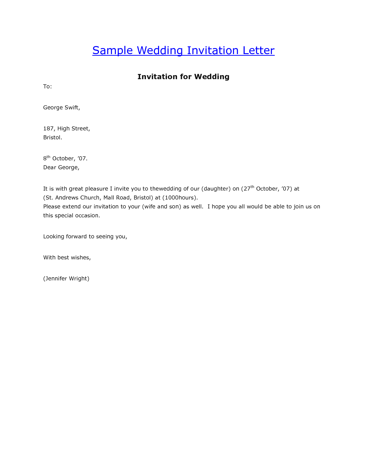 invitation format official invitation format official