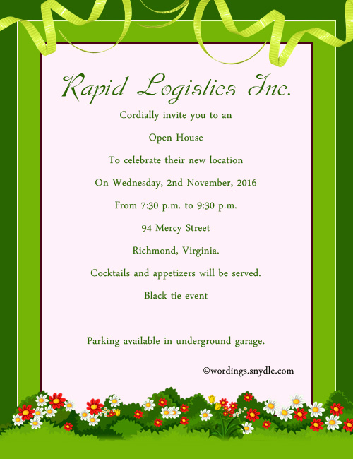 Open House Invitation Wording Samples Wordings And Messages
