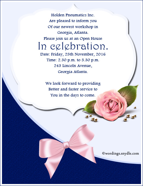 Open House Invitation Wording Samples Wordings And Messages