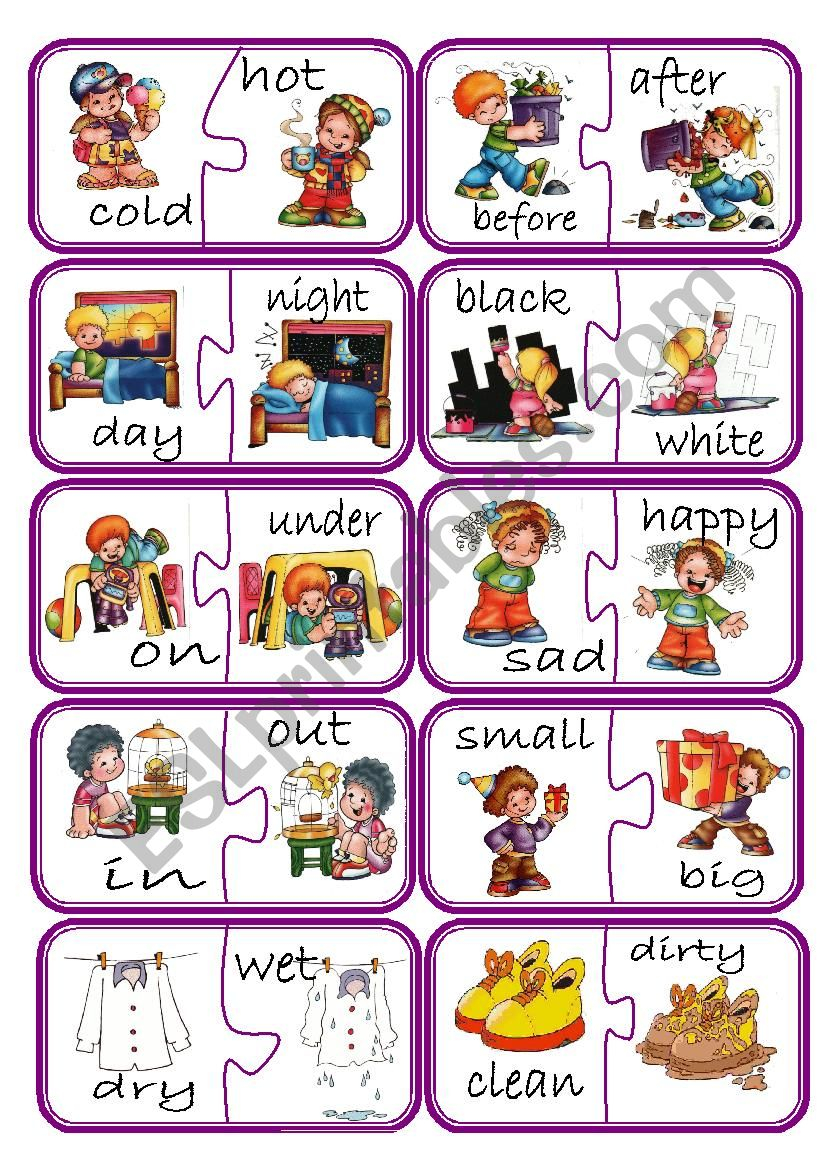 Opposites Puzzle Game ESL Worksheet By Lili27