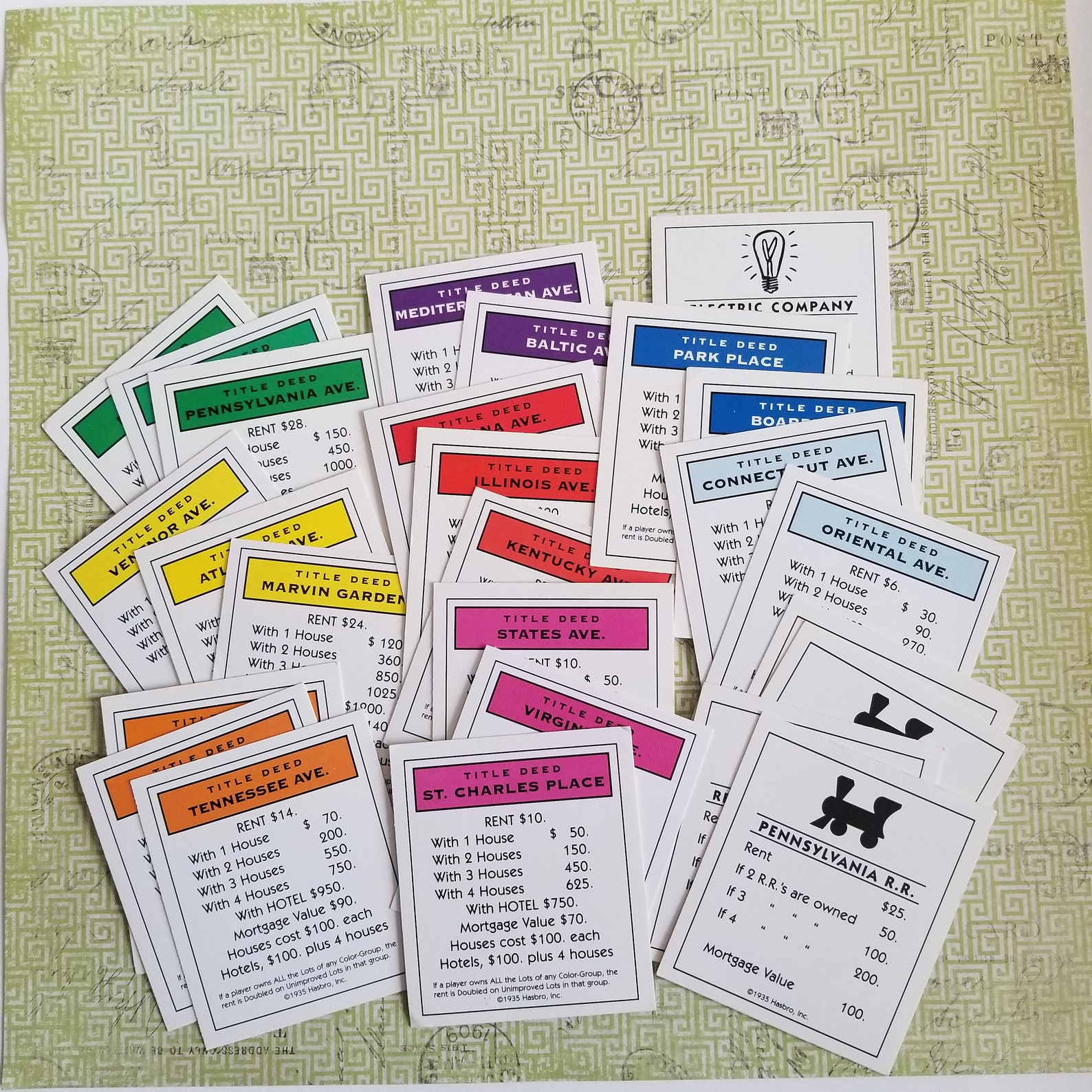 Original Monopoly Cards Printable