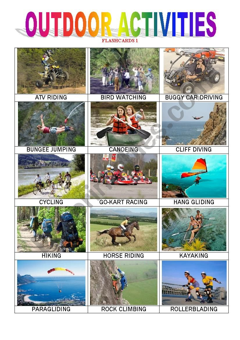 Outdoor Activities 1 ESL Worksheet By Monicablt