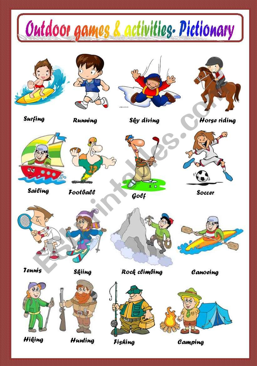 printable outdoor activities worksheets