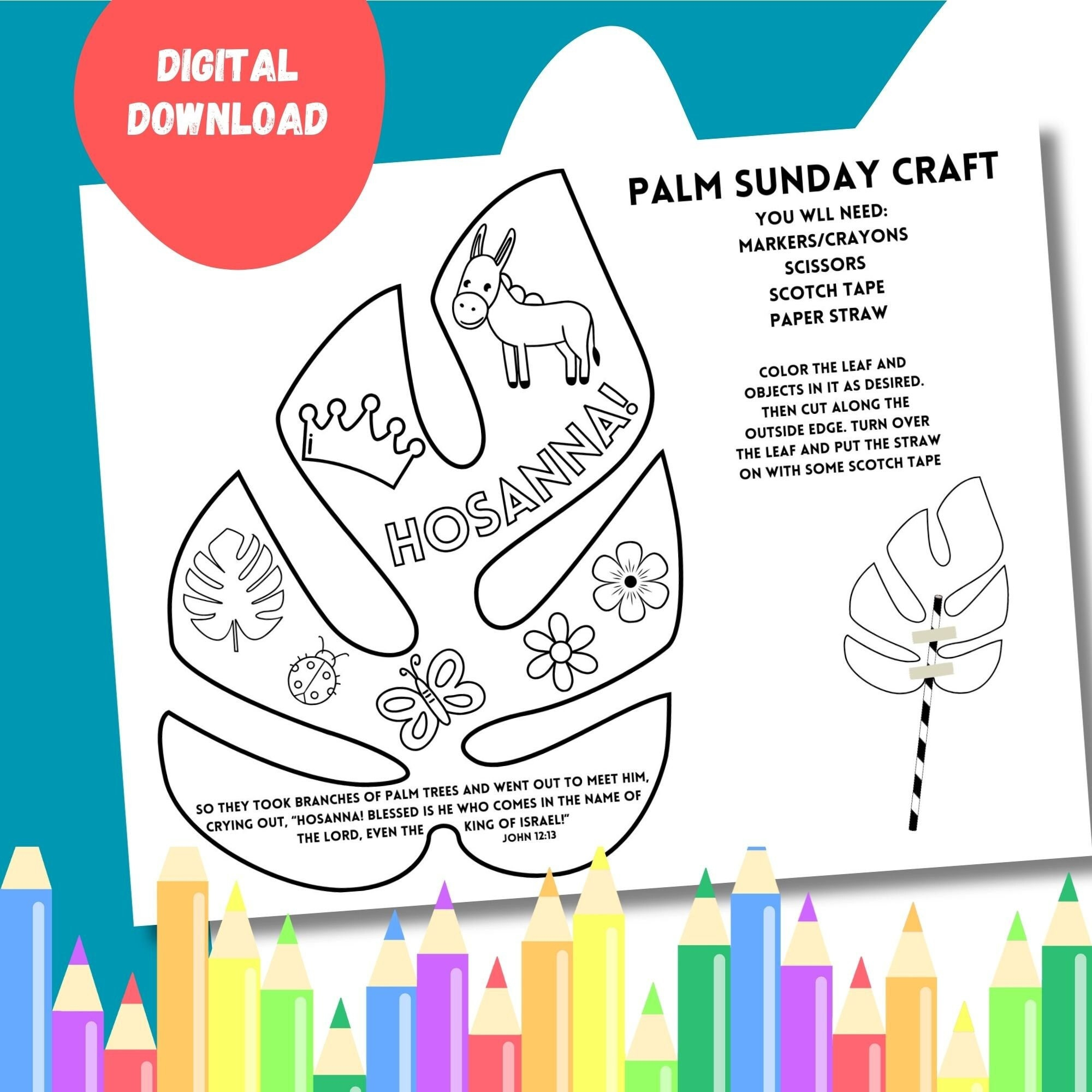 Palm Sunday Palm Leaf Kids Craft Sunday School Holy Week Activity 