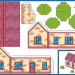 Paper Craft Kids Game Cut And Glue Of House Printable Template 3d