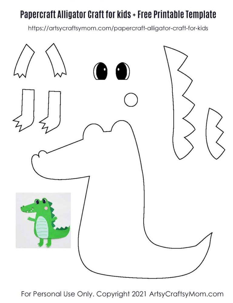 Papercraft Alligator Craft For Kids Free Printable Template In 2022 