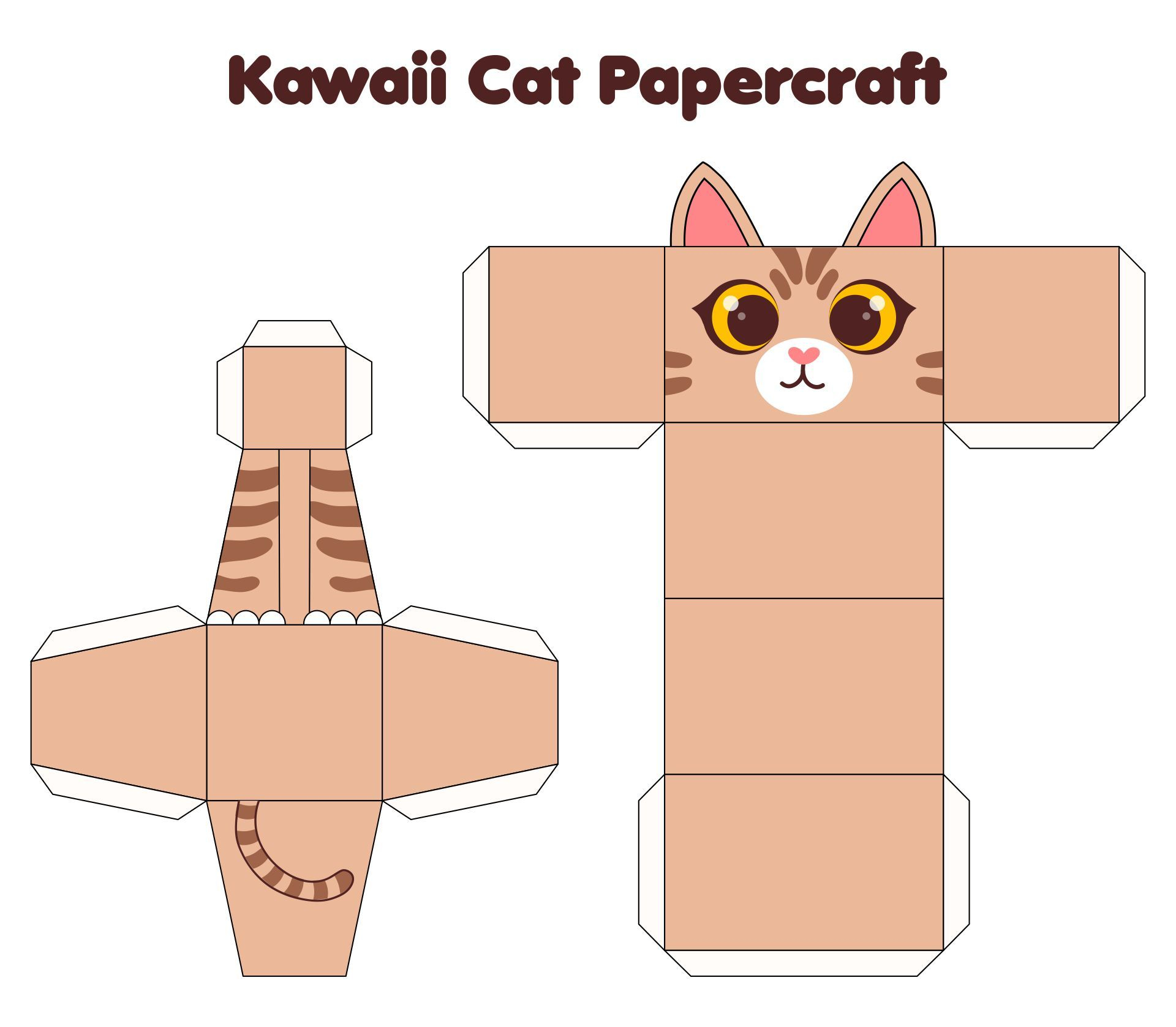 Papercraft Cat Template Printable Free Paper Cat Craft Paper Toys 