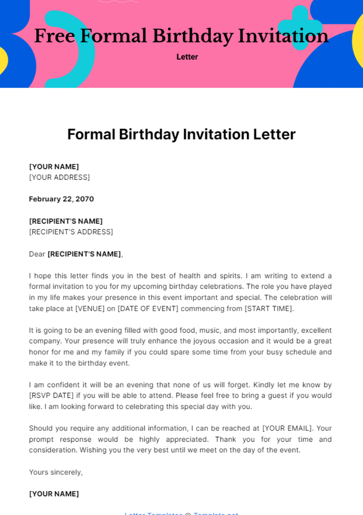 Party Invitation Letter Format Infoupdate