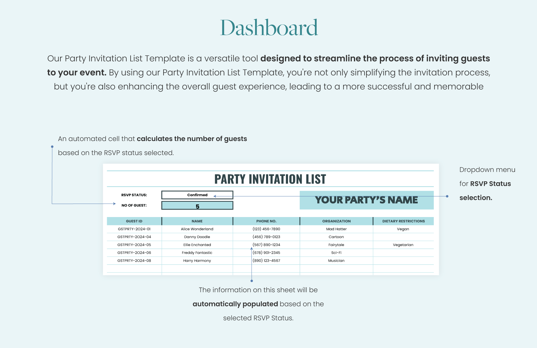 Party Invitation List Template In Excel Google Sheets Download 