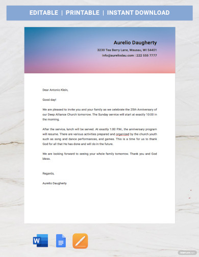Pastor Anniversary Invitation Letter Infoupdate Pastor Anniversary Invitation Letter Infoupdate