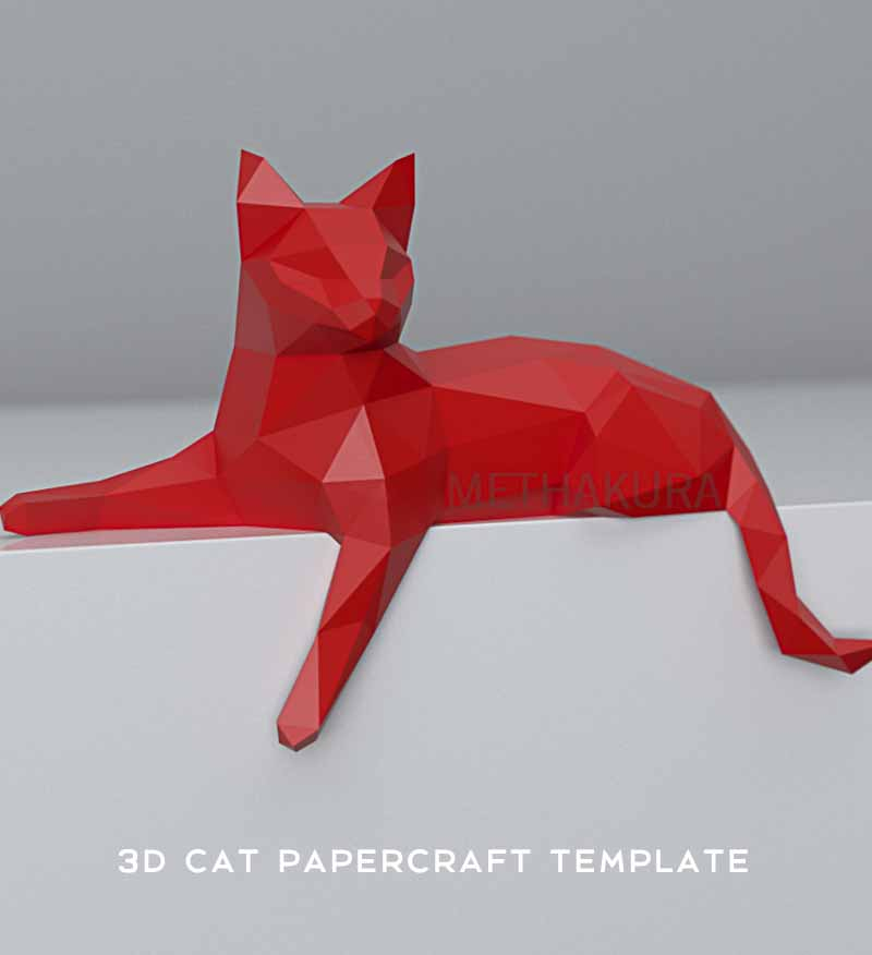 PDF Template Of Cat Papercraft DIY Origami Kit Papercraft 3d 
