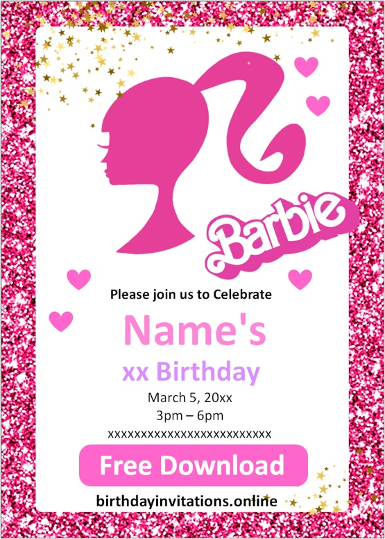 Personalized Barbie Invitation Template Prntbl concejomunicipaldechinu gov co
