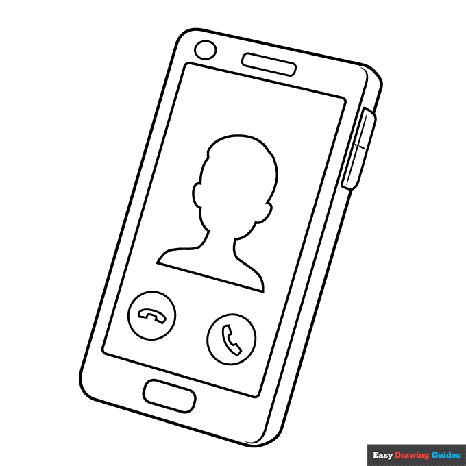Phone Coloring Page Easy Drawing Guides