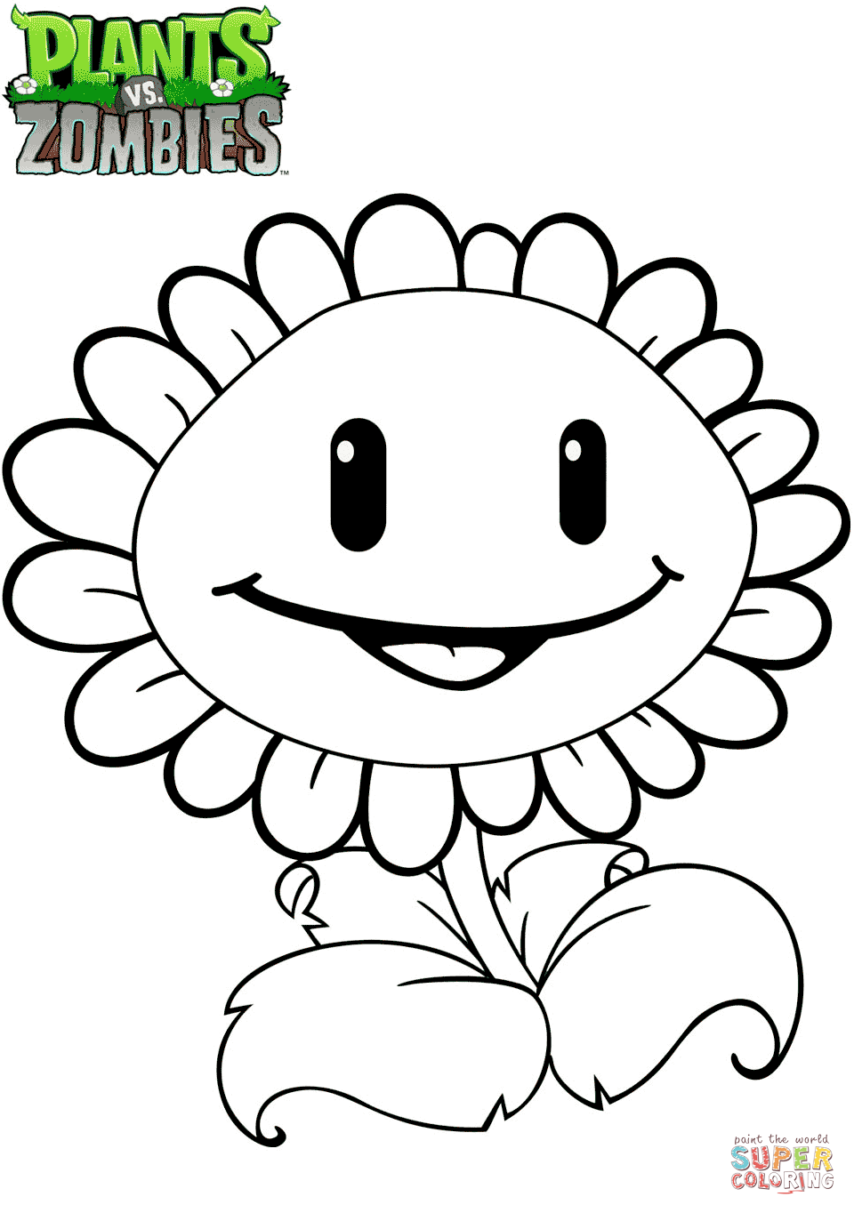 Plants Vs Zombies Sunflower Coloring Page Free Printable Coloring Pages