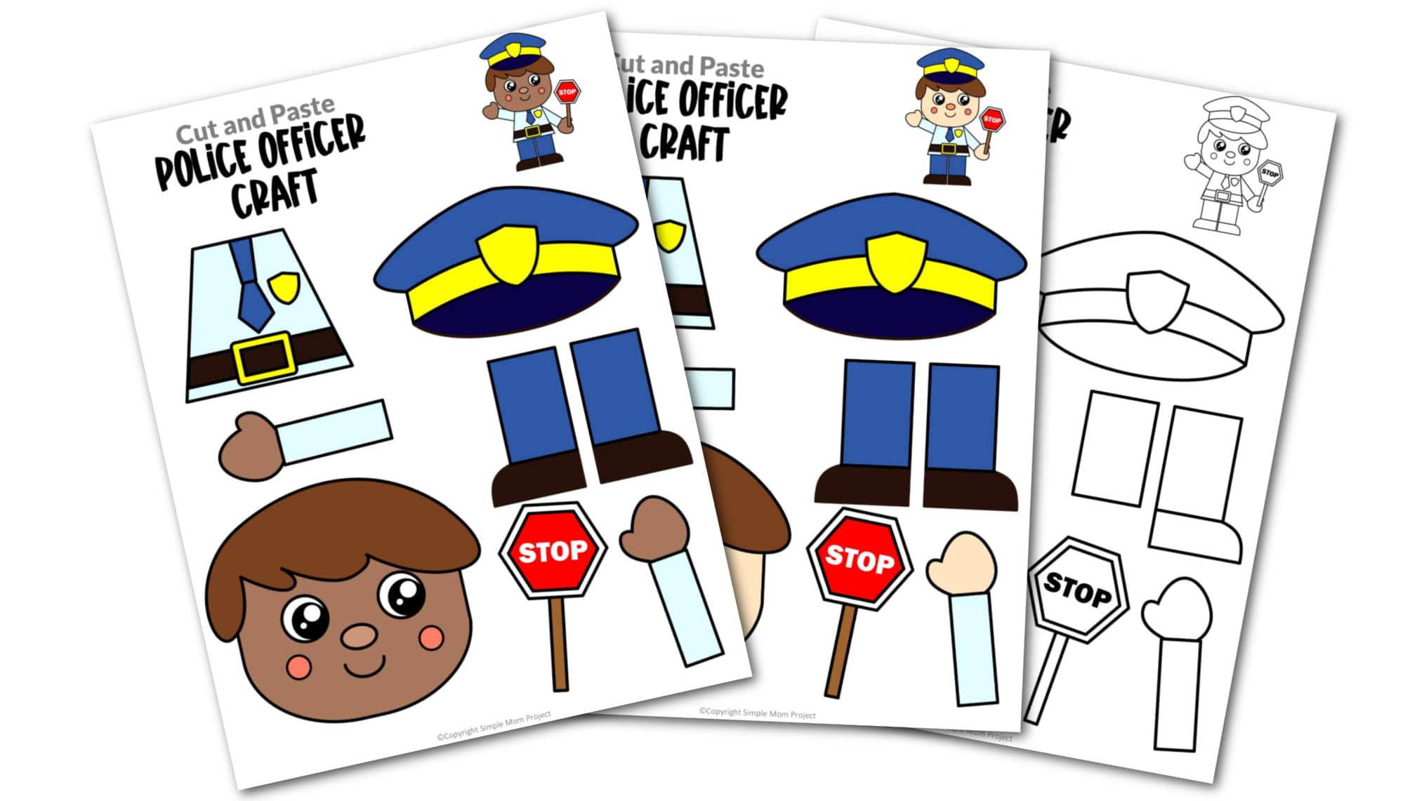 Police Officer Printable Craft Policeman Printable Etsy Drawing 