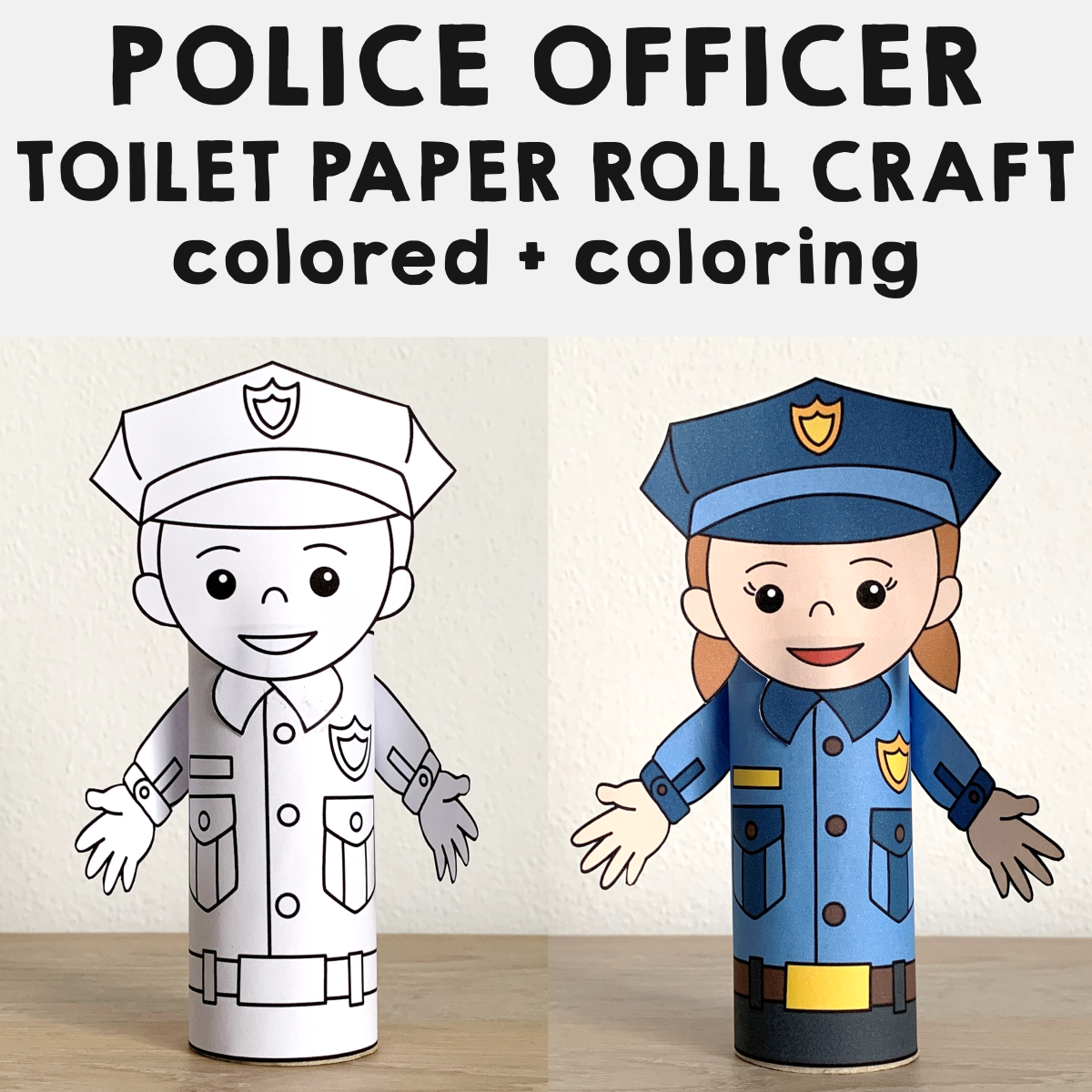 Police Officer Toilet Paper Roll Craft Printable Career Day Coloring 