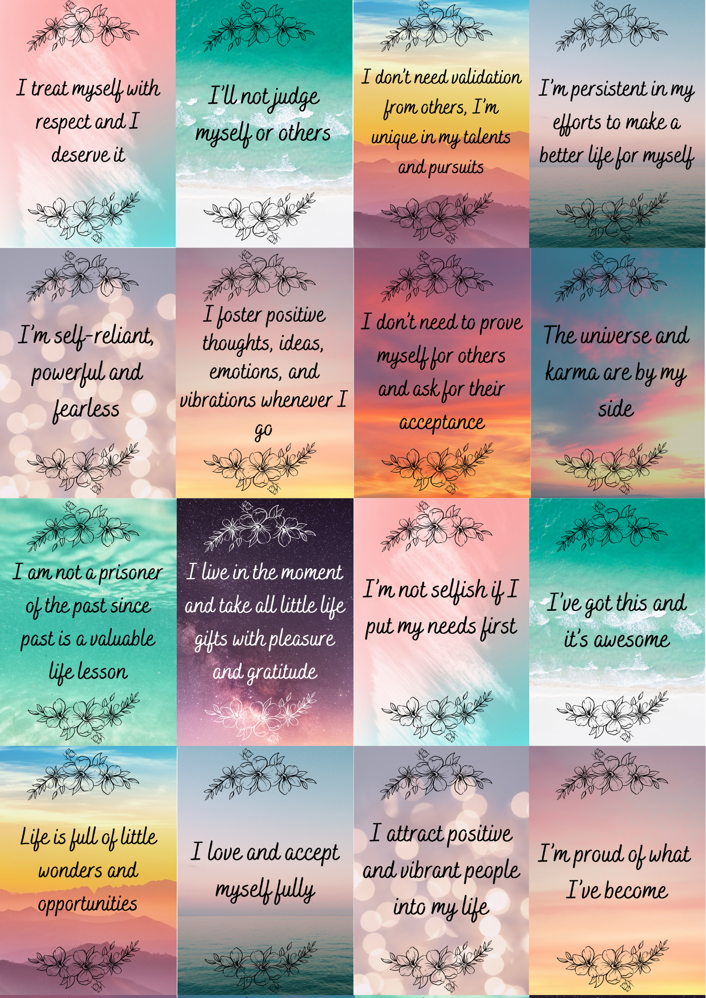 Positive Affirmation Cards Printable Printable Templates