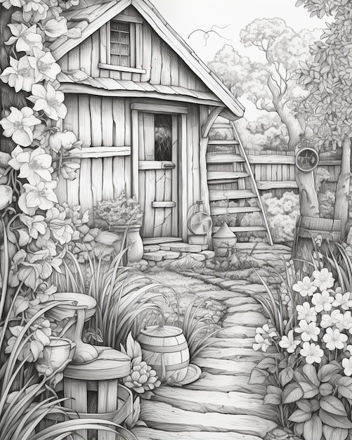 Premium Photo Printable Garden Coloring Pages For Adults
