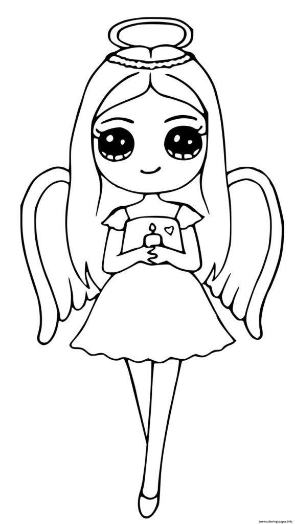Print Angel Cute Girl Coloring Pages Dessin Noel A Imprimer