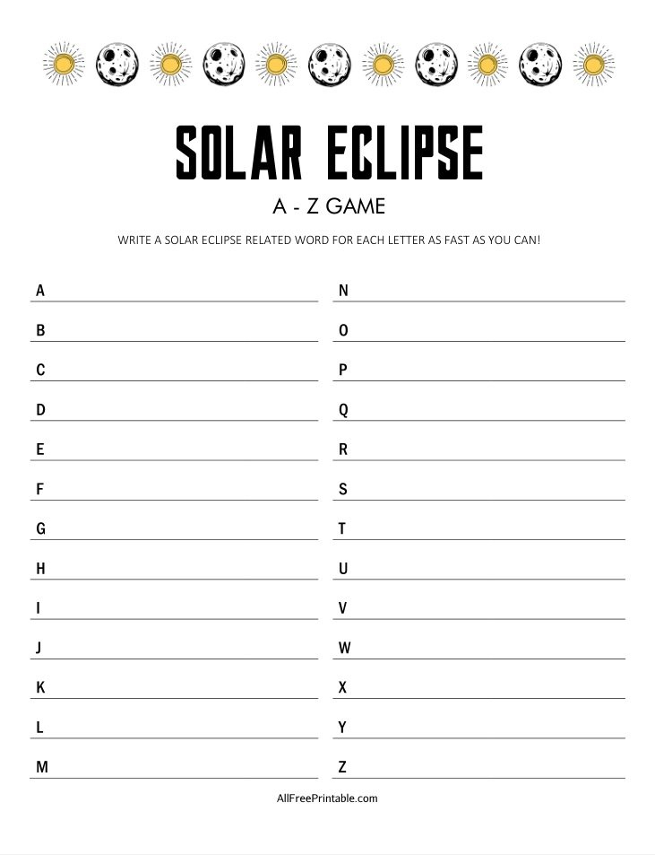 Print Solar Eclipse Word Search For Kids Free Printable