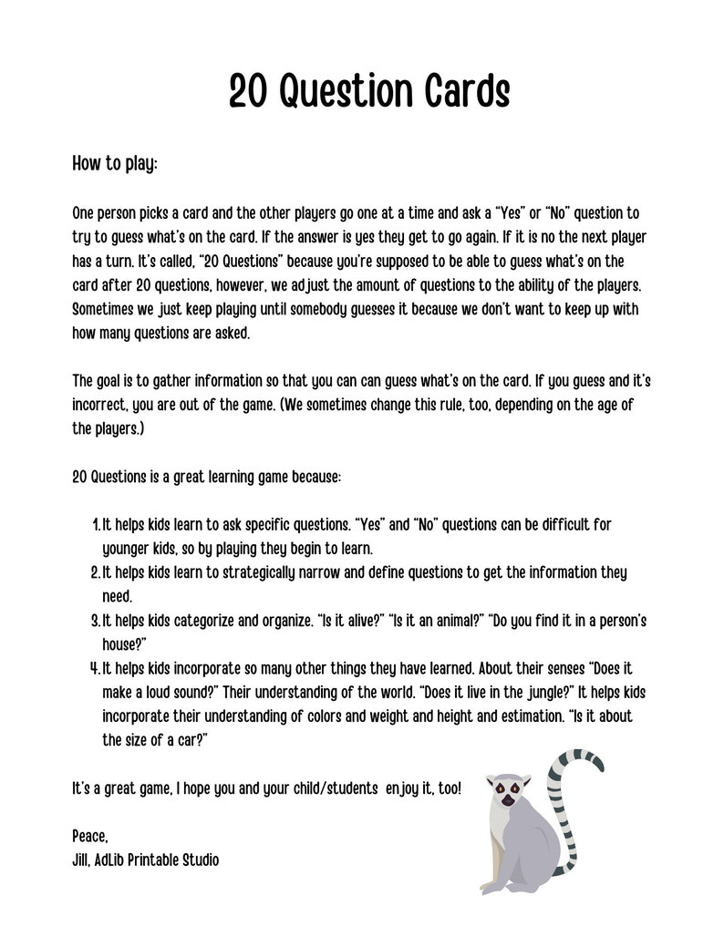 printable 20 questions game
