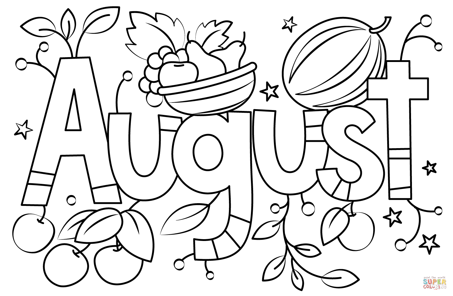Printable August Coloring Pages