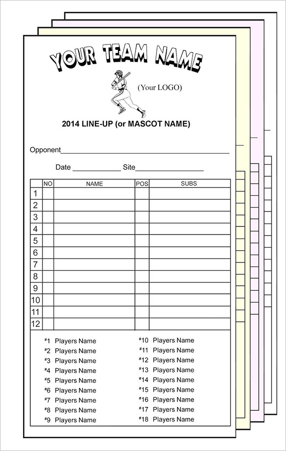 Printable Baseball Lineup Card Pdf