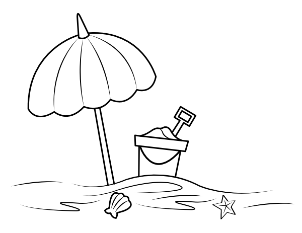Printable Beach Umbrella Coloring Page
