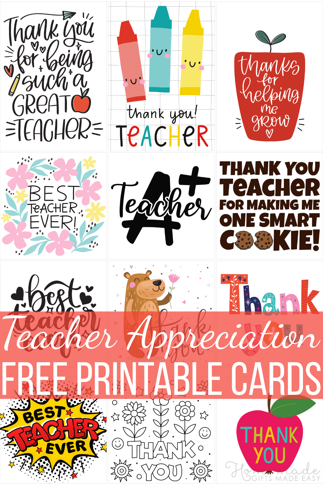 Printable Cards Teacher Appreciation