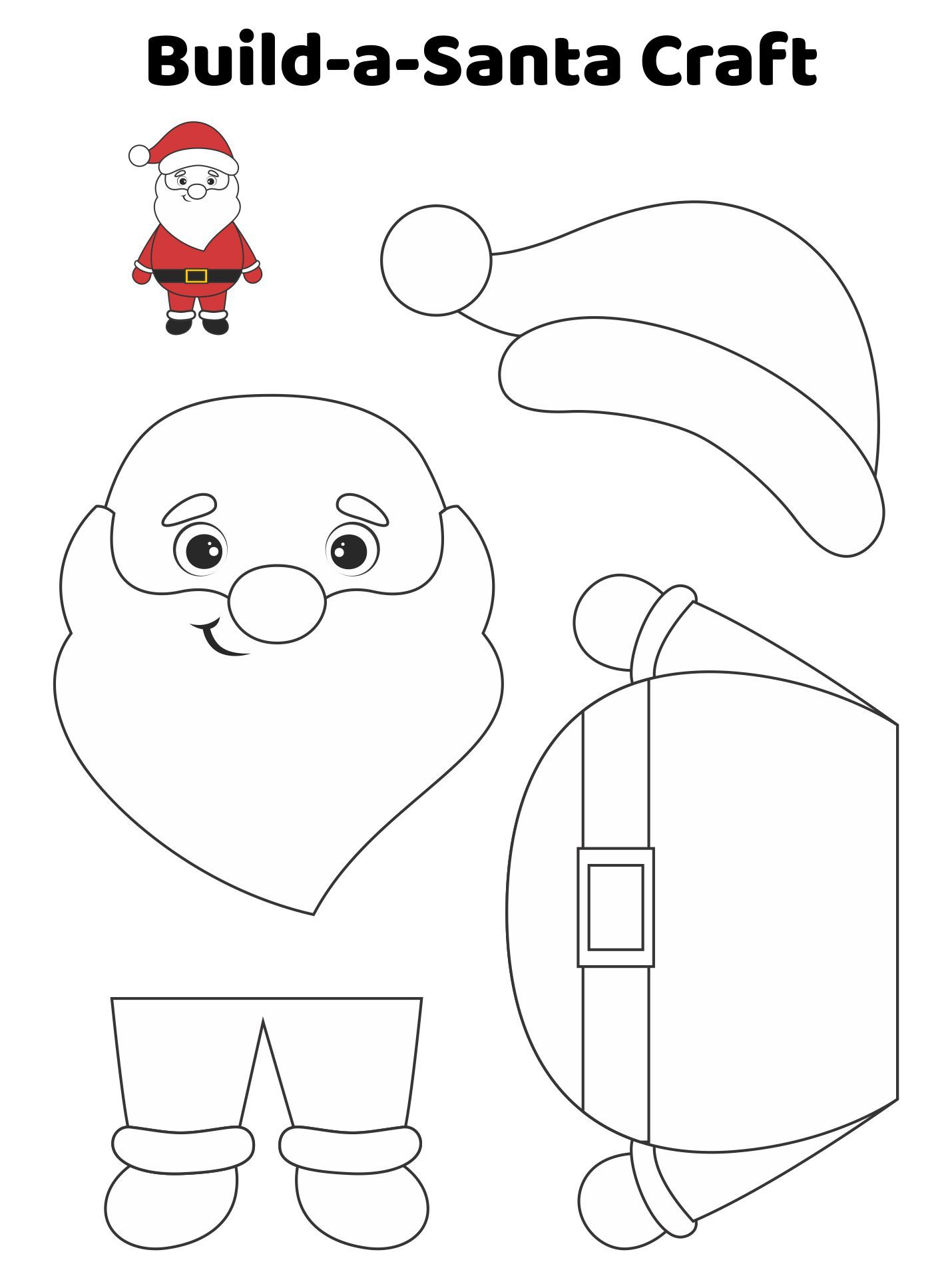 Printable Christmas Build a Santa Craft Christmas Art For Kids Free 