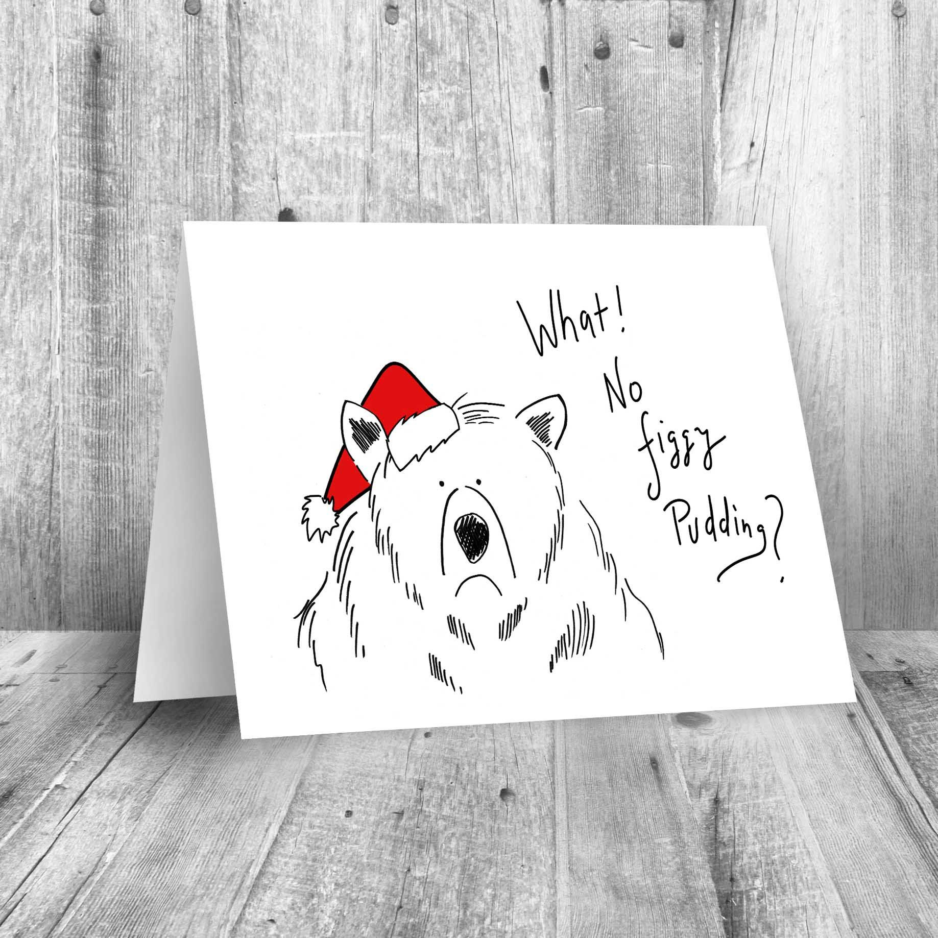 Printable Christmas Card Funny Santa Claus Bear Cards Digital 