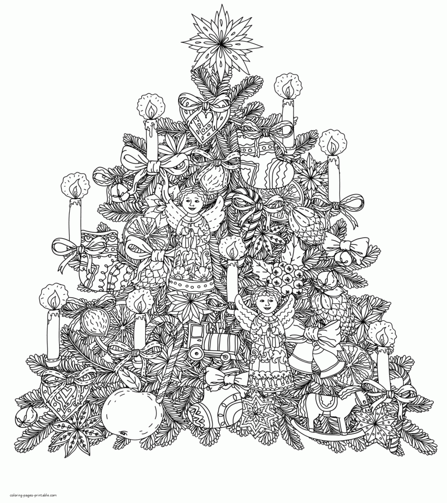 Printable Christmas Tree Coloring Pages For Adults COLORING PAGES