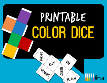 Printable Color Dice Game Piece By The Test Lab TpT