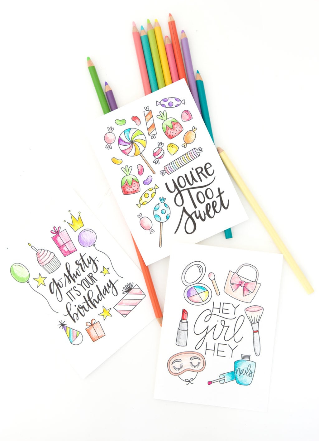 Printable Coloring Cards Damask Love