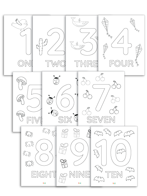 Printable Coloring Numbers 1 10 Coloring Pages