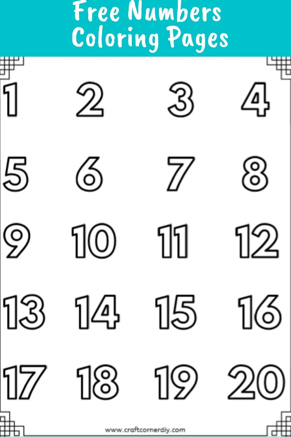 Printable Coloring Numbers 1 20