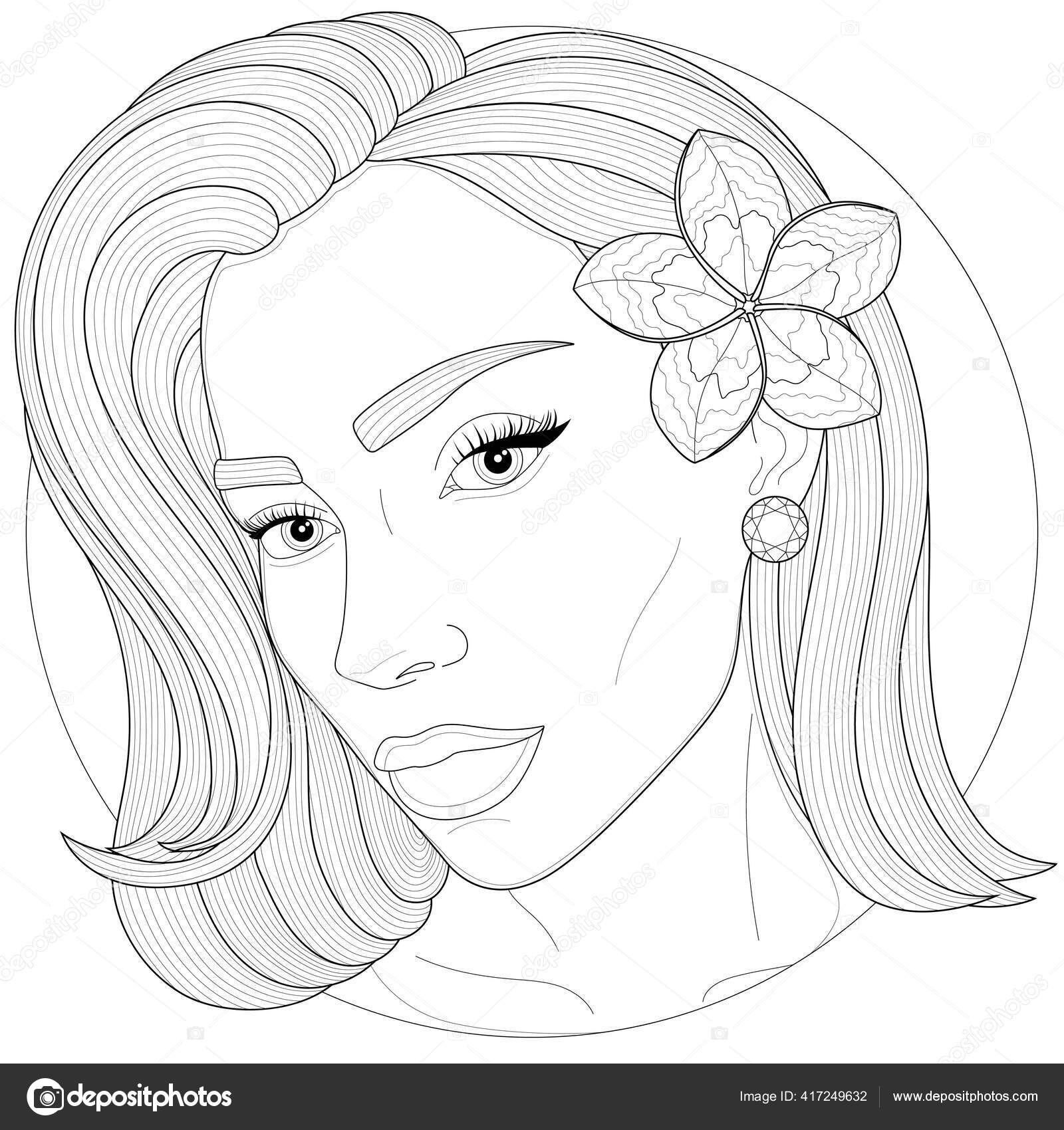 Printable Coloring Page Fantasy Flower Girl Portrait Free Coloring 