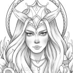 Printable Coloring Page Fantasy Girl Portrait Etsy Barbie Coloring