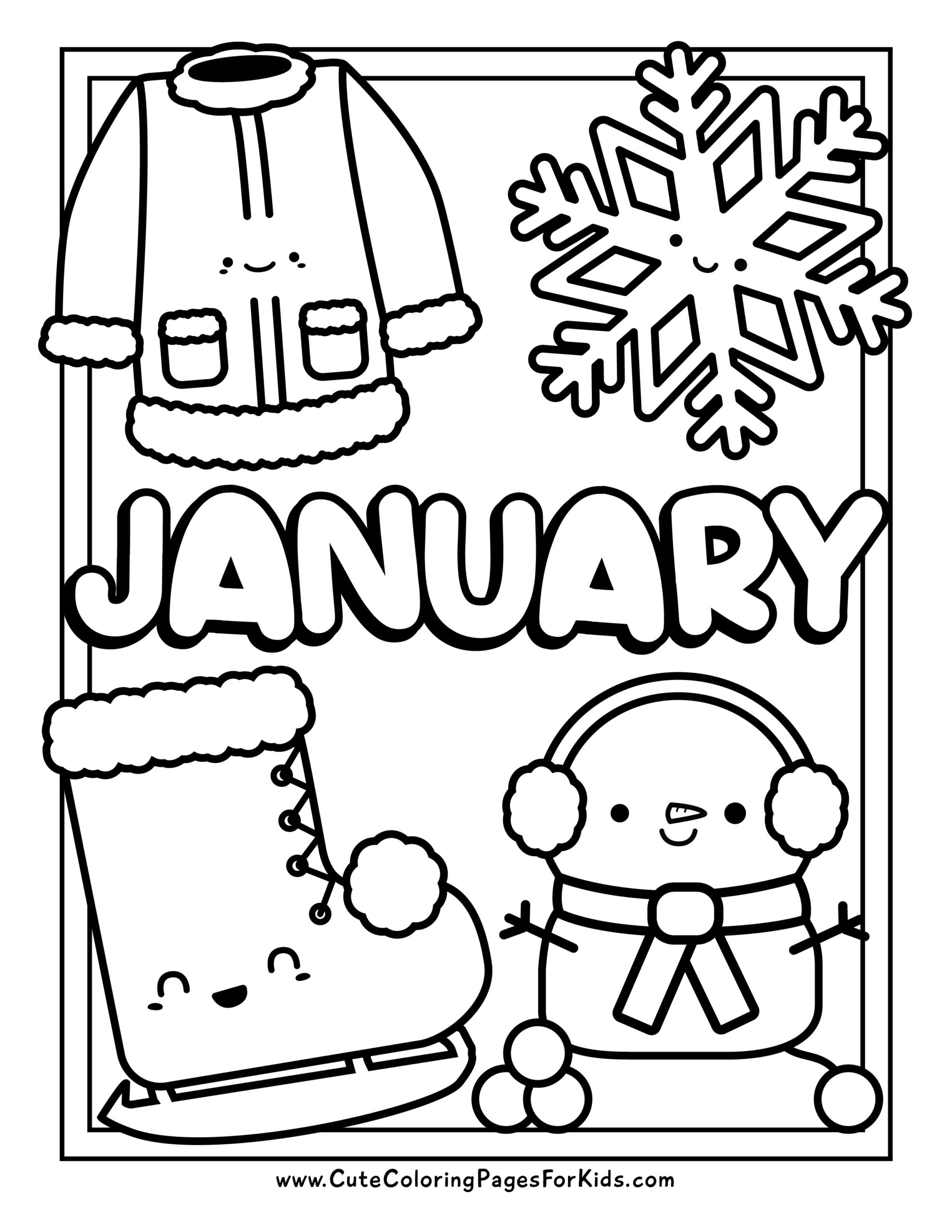 printable coloring sheets for january