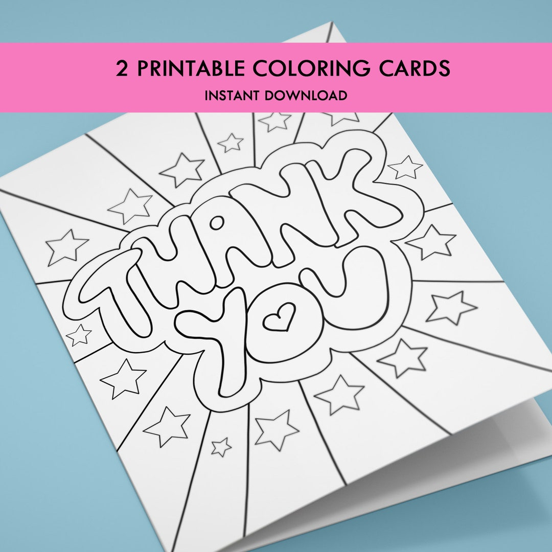 printable coloring thank you cards free