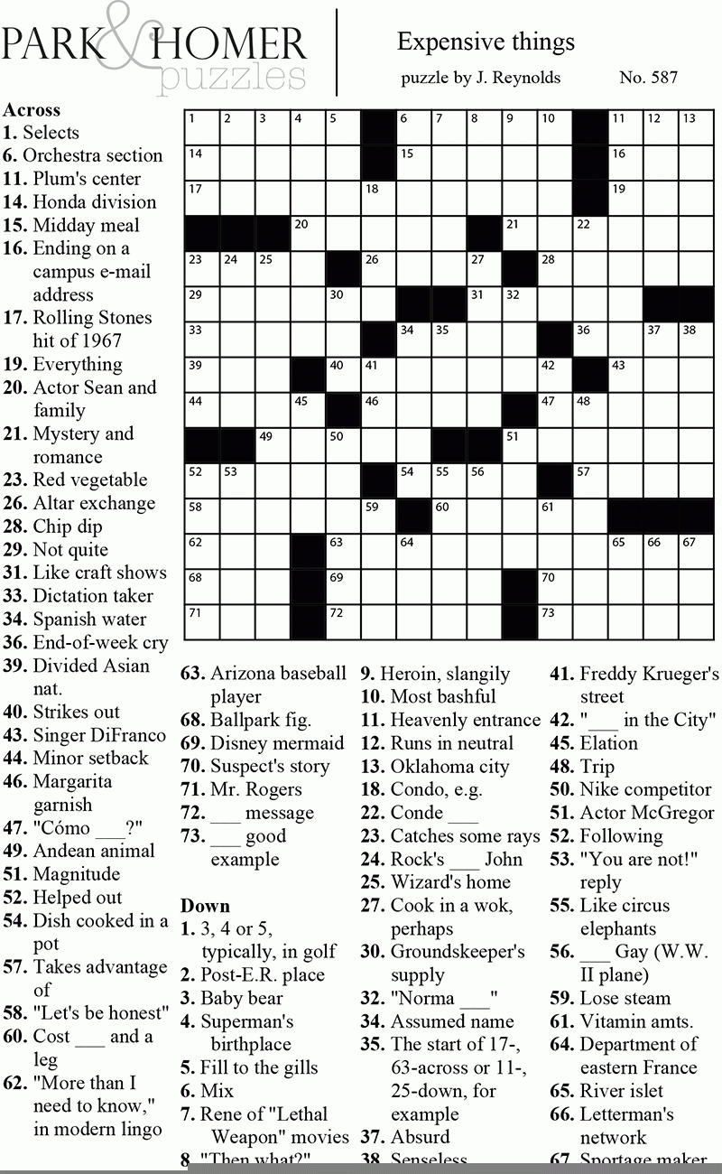 easy crossword puzzles printable