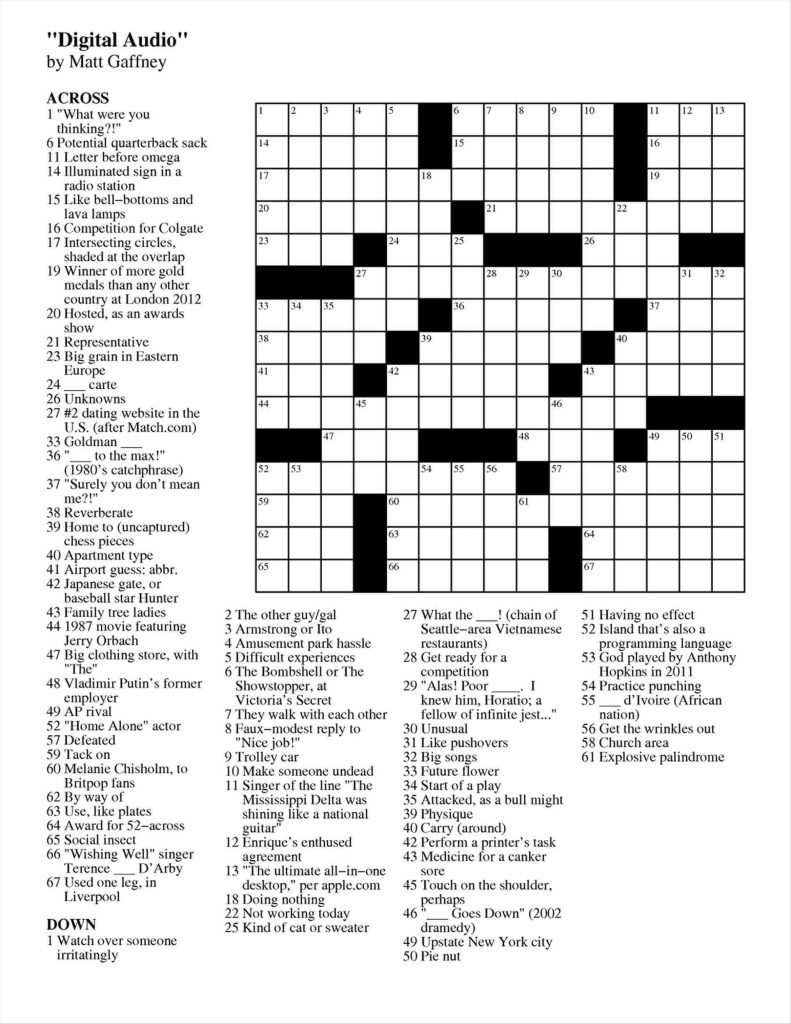 Printable Crosswords For Adults Free Printable Crossword Puzzles Free