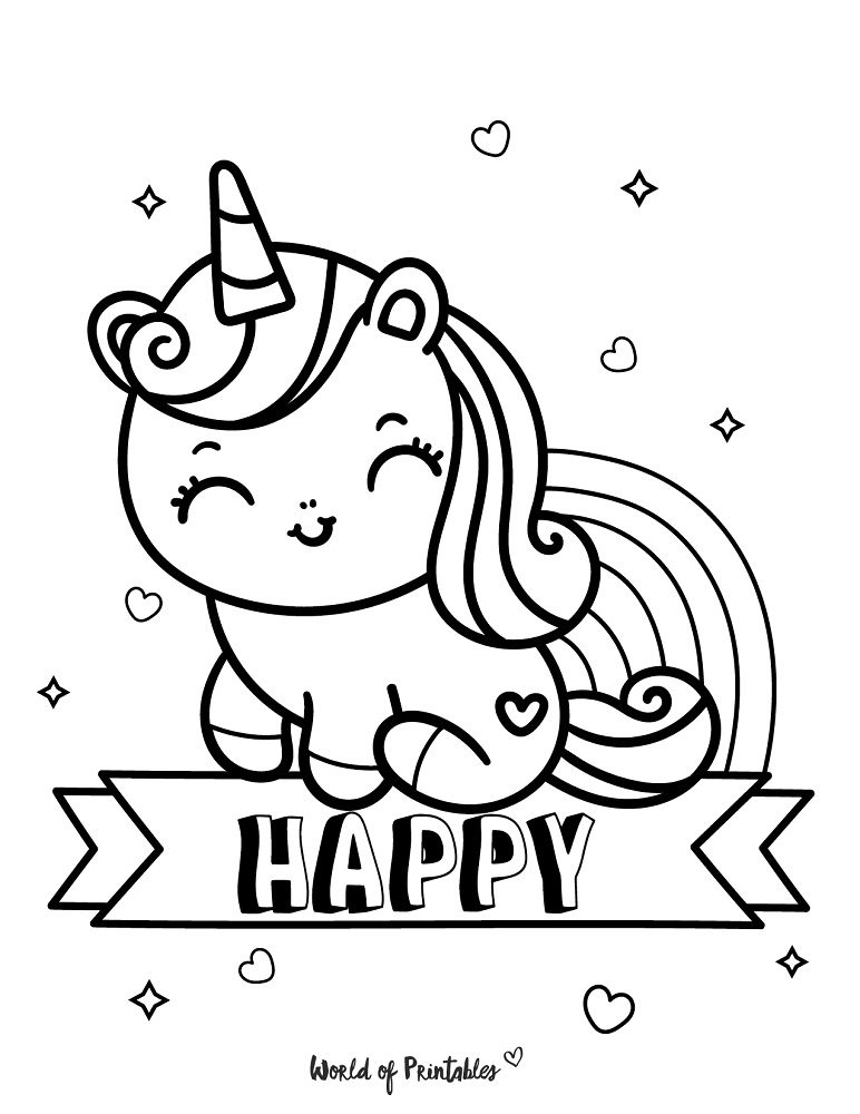 Printable Cute Unicorn Coloring Pages Coloring Book