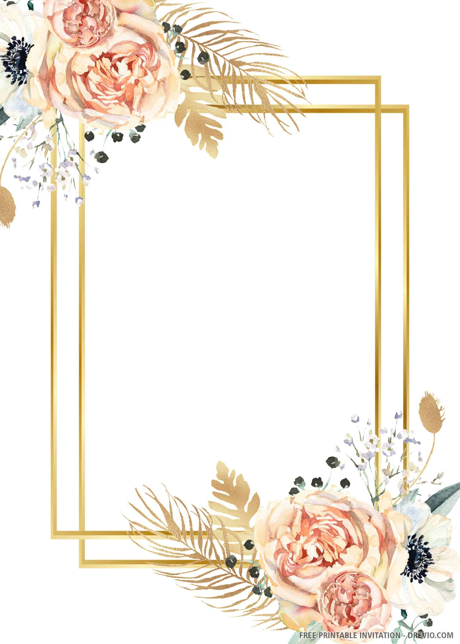 Printable Downloadable Wedding Invitation Template Printable Templates