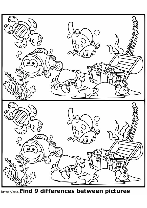 Printable Find Four Differences Coloring Page