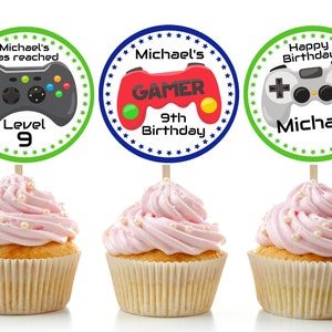 Printable Gamer Cupcake Toppers Editable Gamer Cupcake Etsy