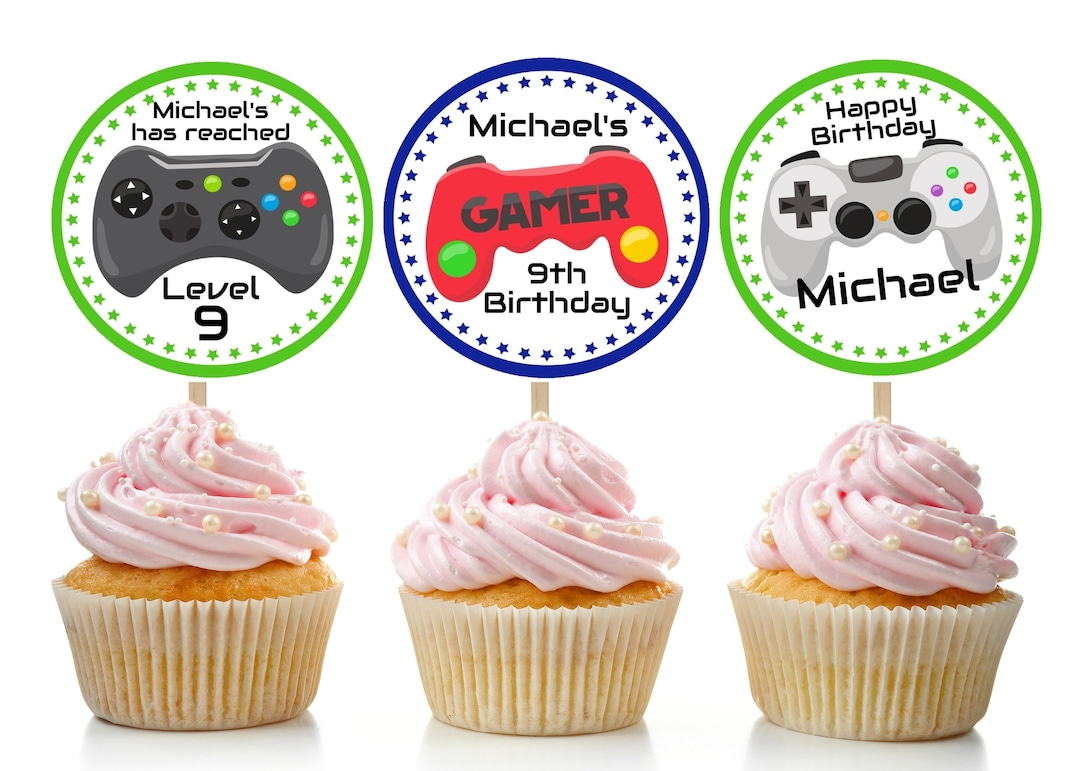Printable Gamer Cupcake Toppers Editable Gamer Cupcake Etsy