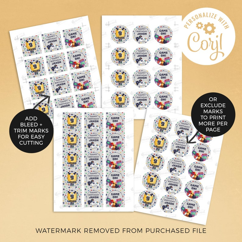 printable gamer cupcake toppers