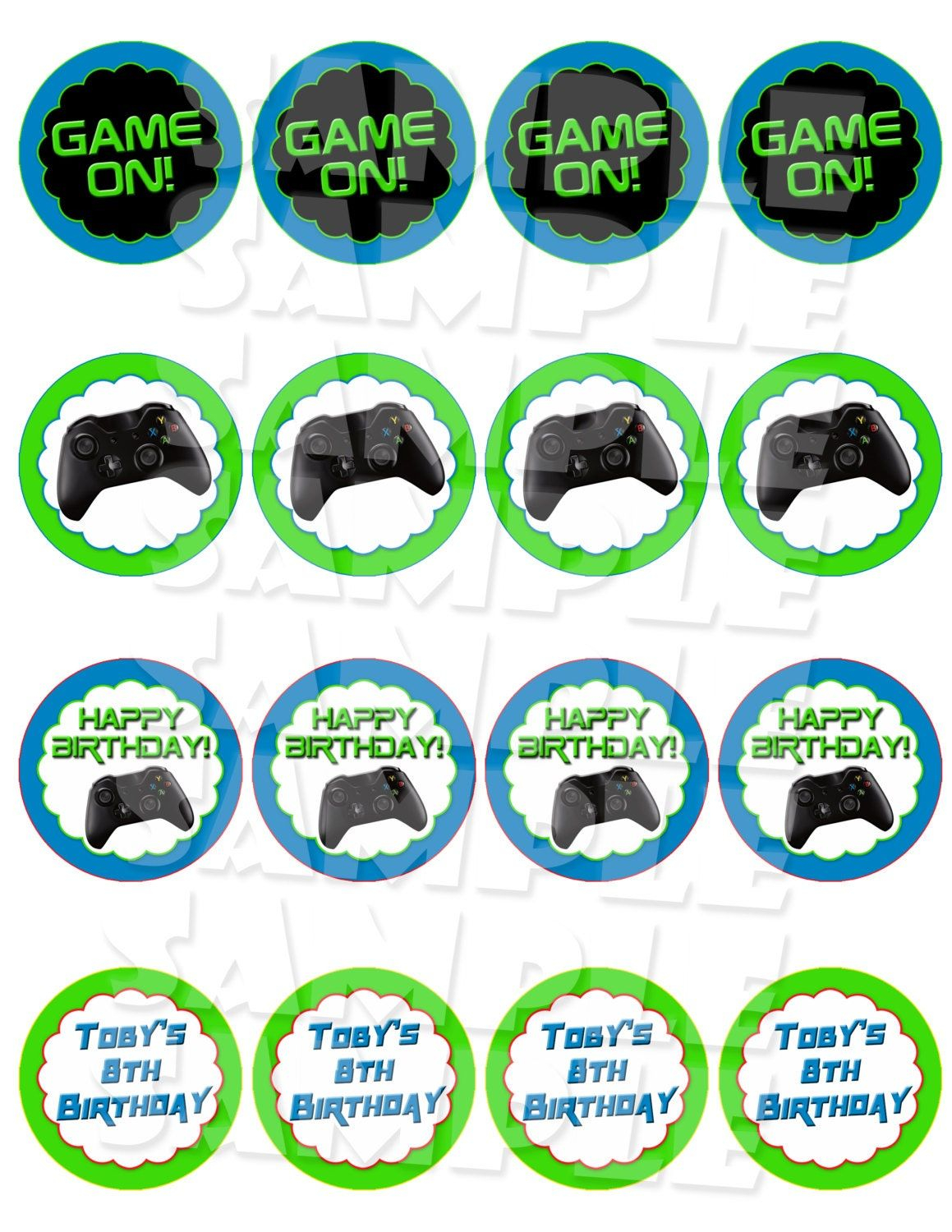 Printable GAMING CUPCAKE TOPPERS Video Game Cupcake Toppers Gaming 