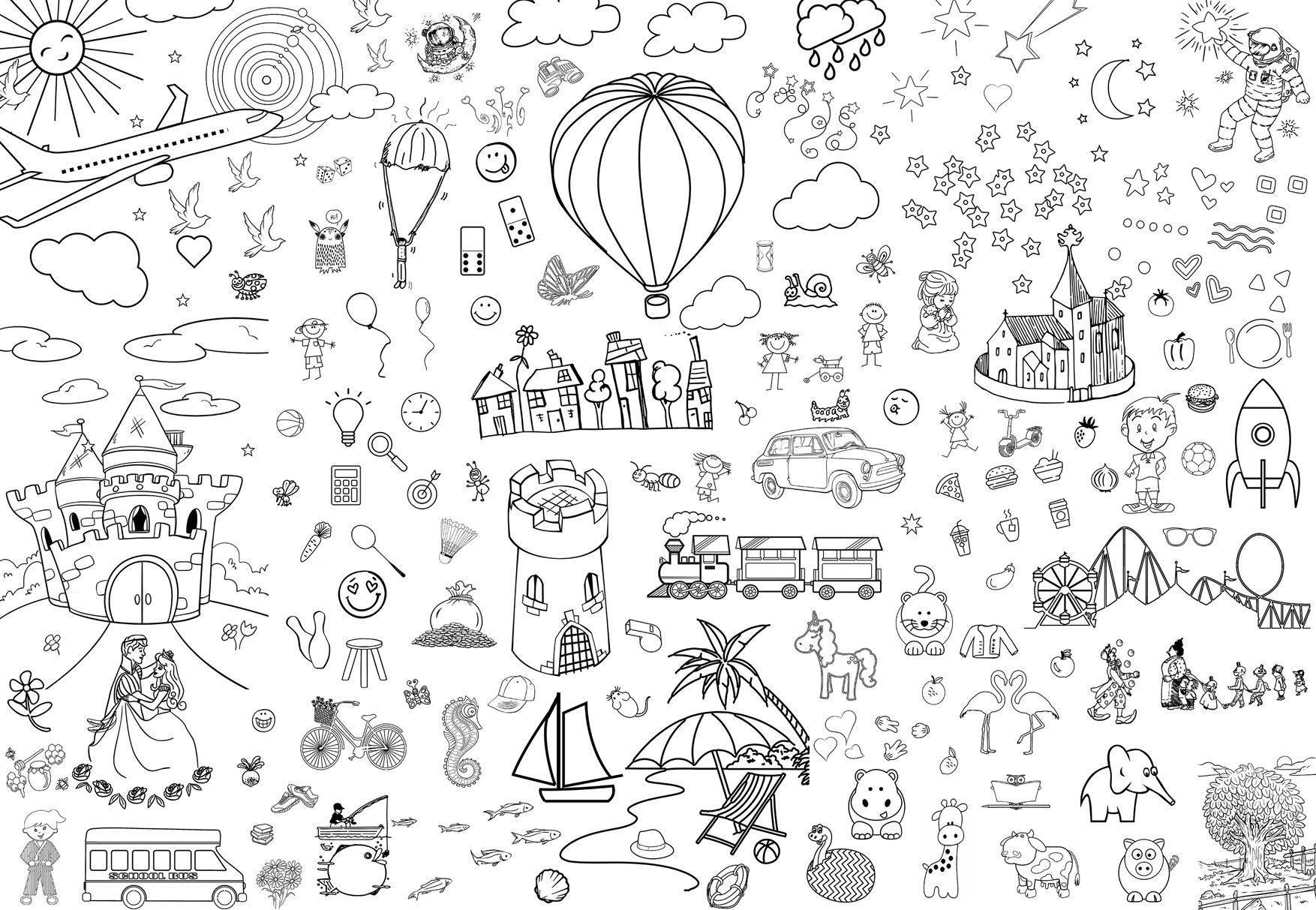 Printable Giant Coloring Poster Happy World Giant Coloring Posters